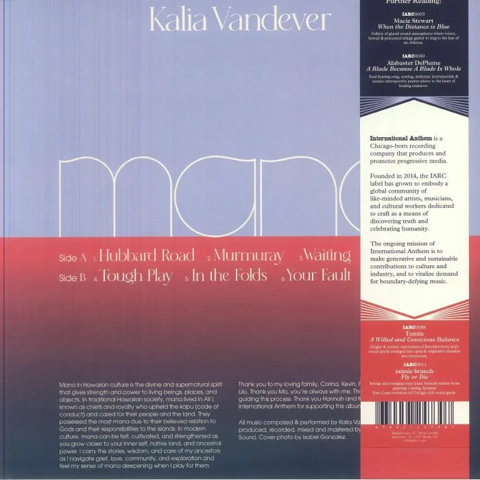 Обратная сторона обложки — Kalia VANDEVER — Mana
