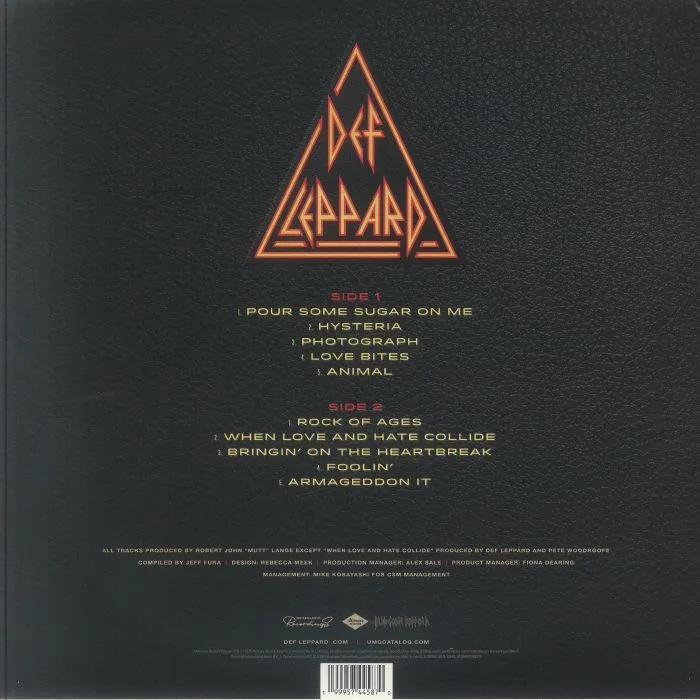 Обратная сторона обложки — DEF LEPPARD — Greatest Hits