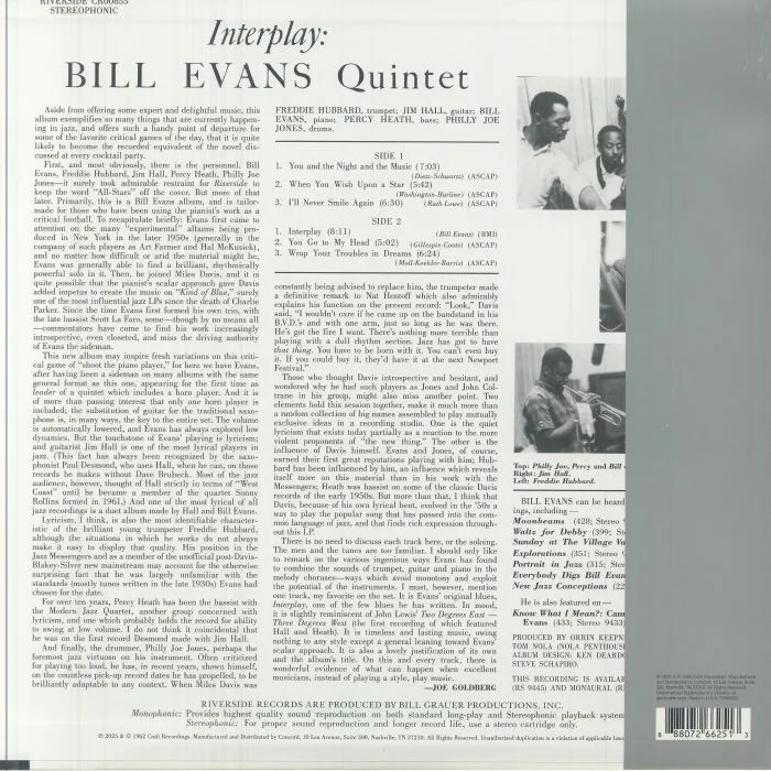 Back cover — BILL EVANS QUINTET — Interplay