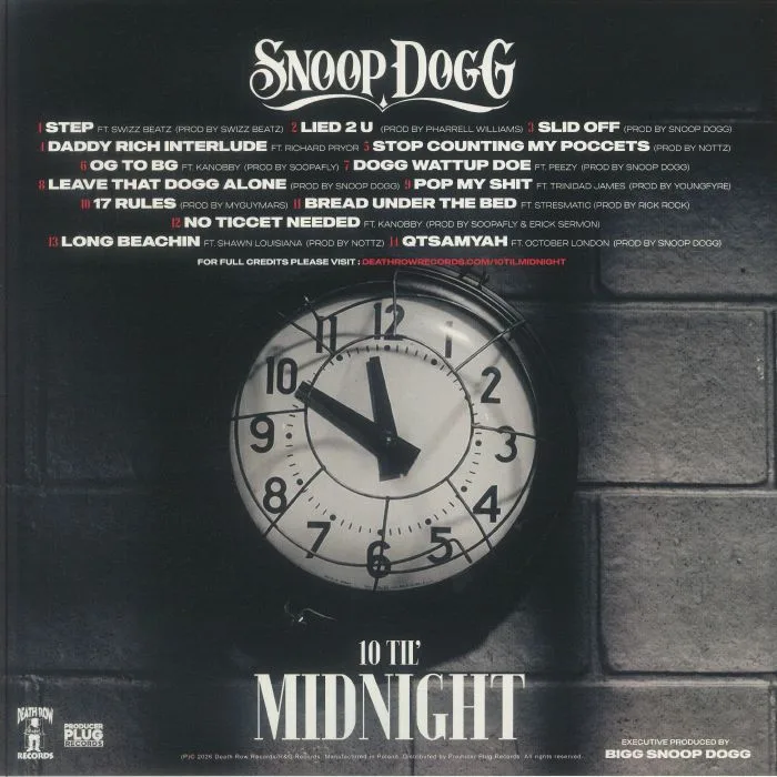 Back cover — SNOOP DOGG — 10 Til' Midnight