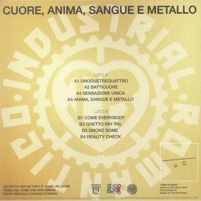 Back cover — INDUSTRIAL ROMANTICO — Cuore Anima Sangue E Metallo
