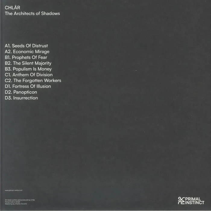 Back cover — CHLAR — The Architects Of Shadows
