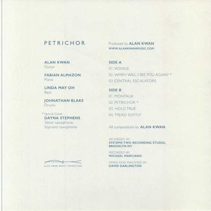 Обратная сторона обложки — ALAN KWAN QUARTET — Petrichor