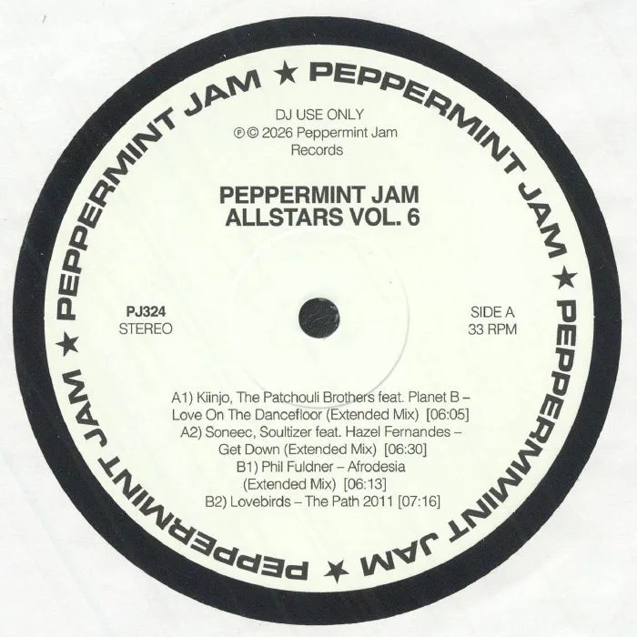 Front cover — KIINJO / THE PATCHOULI BROTHERS / SONEEC / SOULTIZER / PHIL FULDNER / LOVEBIRDS — Peppermint Jam Allstars Vol 6