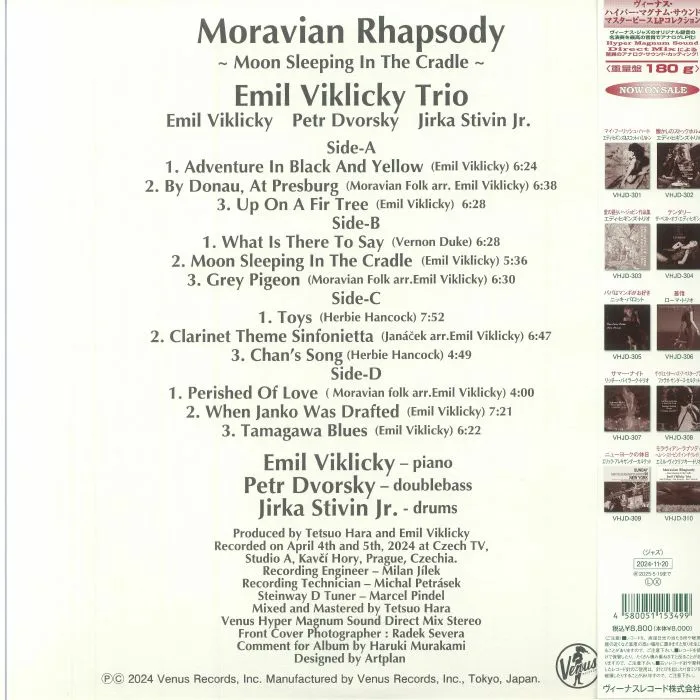 Back cover — EMIL VIKLICKY TRIO — Moravian Rhapsody