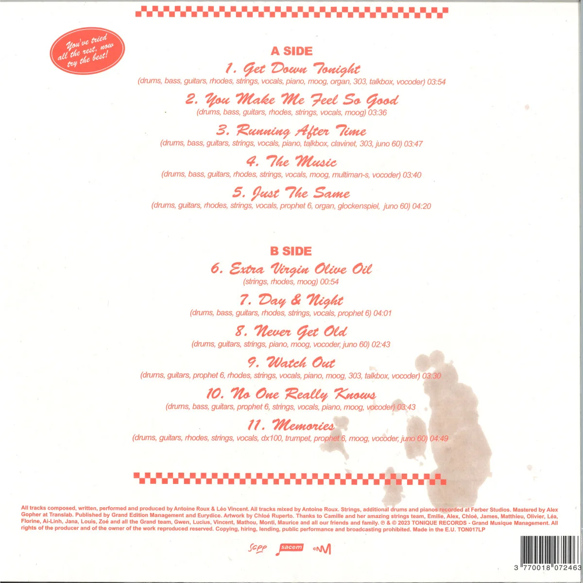 Back cover — Tonique&Man — Opening Soon LP