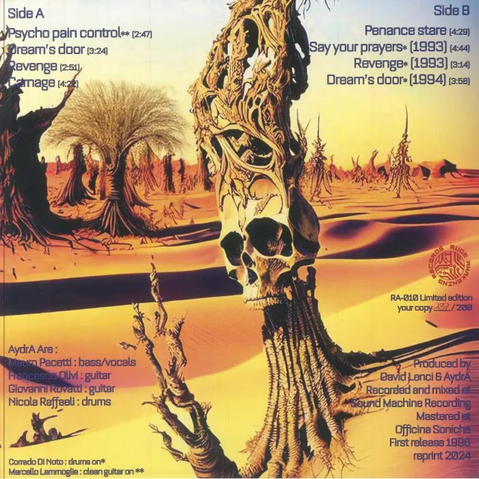 Back cover — AYDRA — Psycho Pain Control (reissue)
