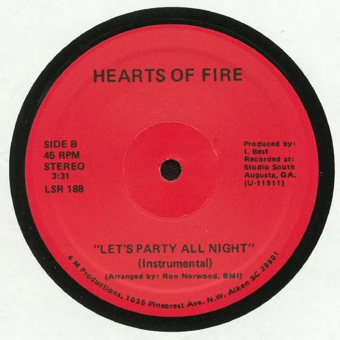 Back cover — HEARTS OF FIRE — Let's Party All Night