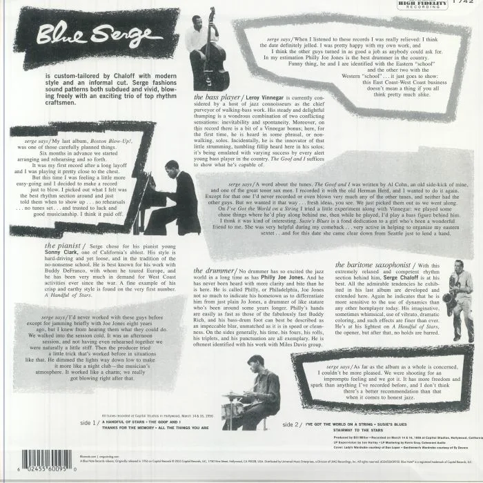 Back cover — Serge CHALOFF — Blue Serge (Tone Poet Series)