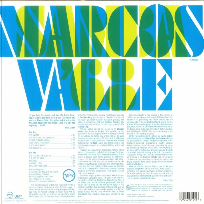 Back cover — Marcos VALLE — Samba '68 (Verve Vault Series)
