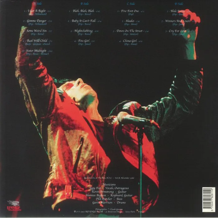 Back cover — IGGY POP — Live At The Ritz NYC 1986