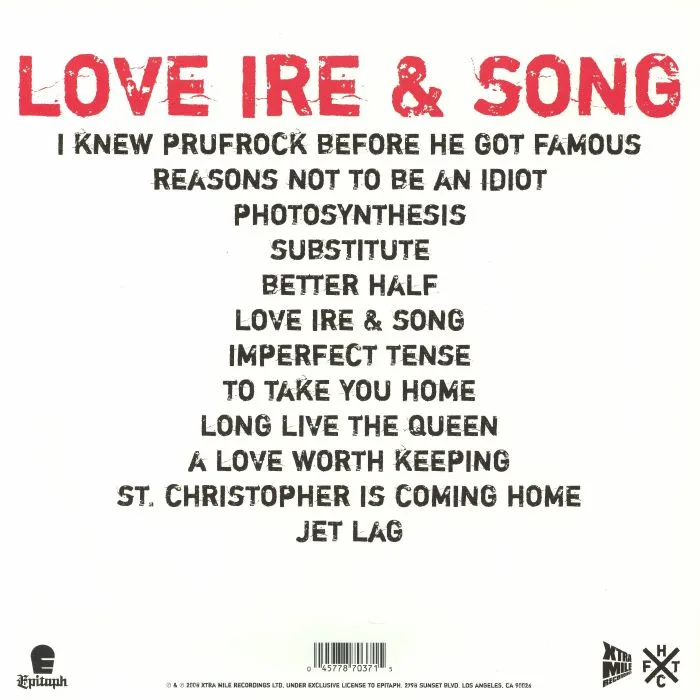 Back cover — Frank TURNER — Love Ire & Song (reissue)