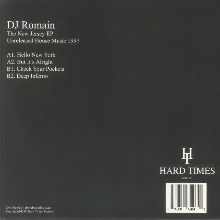 Back cover — DJ ROMAIN — The New Jersey EP
