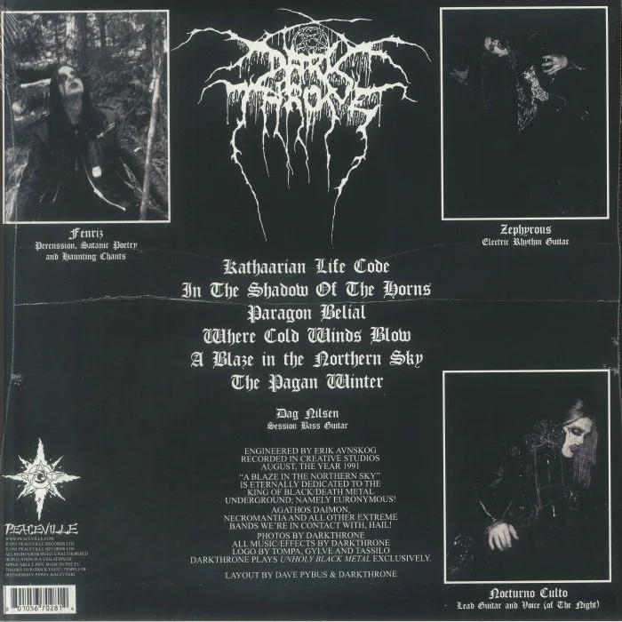 Back cover — DARKTHRONE — A Blaze In The Northen Sky (reissue)