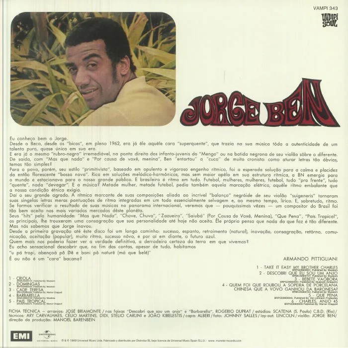 Обратная сторона обложки — Jorge BEN — Jorge Ben (reissue)
