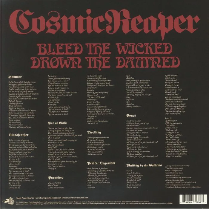 Обратная сторона обложки — COSMIC REAPER — Bleed The Wicked Drown The Damned