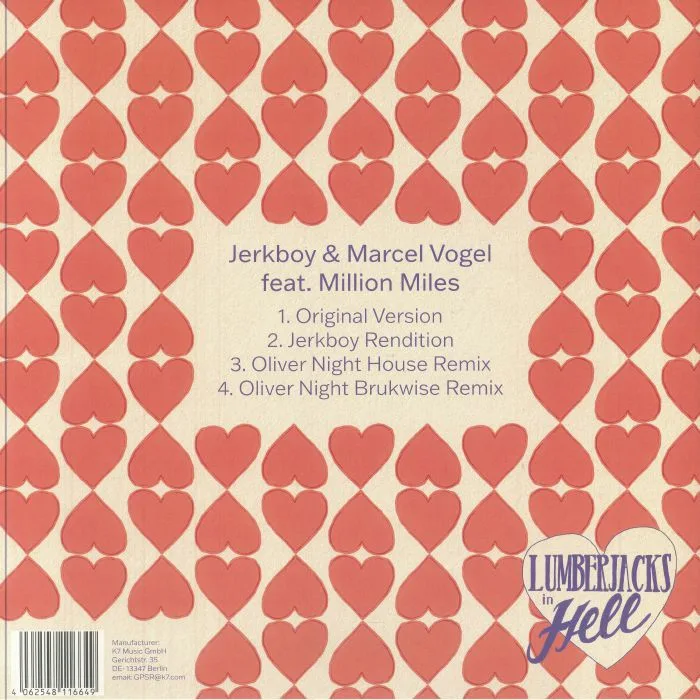 Back cover — JERK BOY / MARCEL VOGEL feat MILLION MILES — Real Love