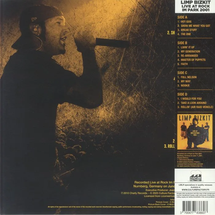 Обратная сторона обложки — LIMP BIZKIT — Rock In The Park 2001