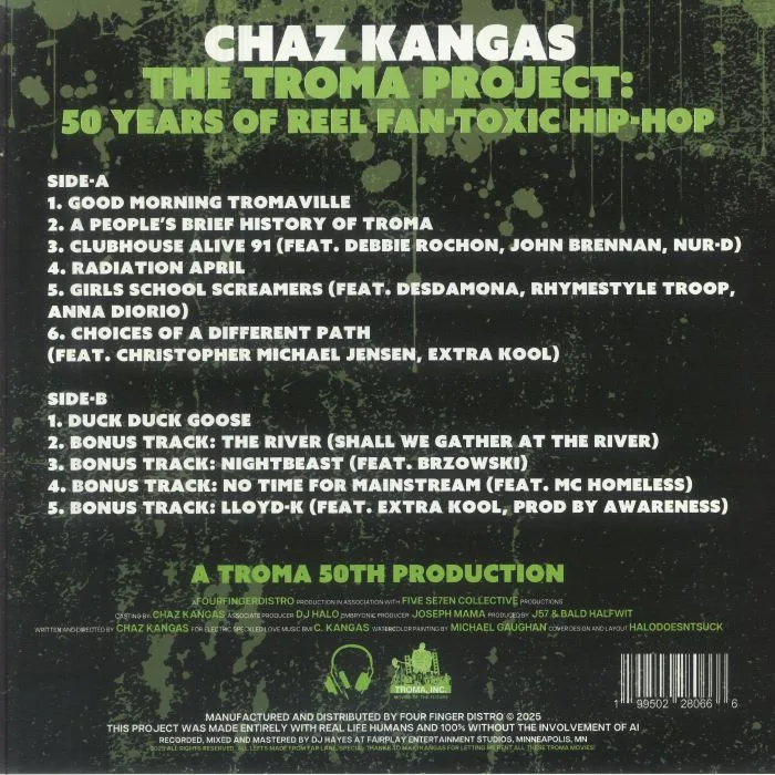 Back cover — Chaz KANGAS — The Troma Project: 50 Years Of Reel Fan Toxic Hip Hop