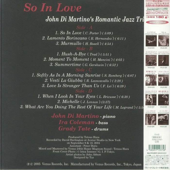 Обратная сторона обложки — JOHN DI MARTINO'S ROMANTIC JAZZ TRIO — So In Love