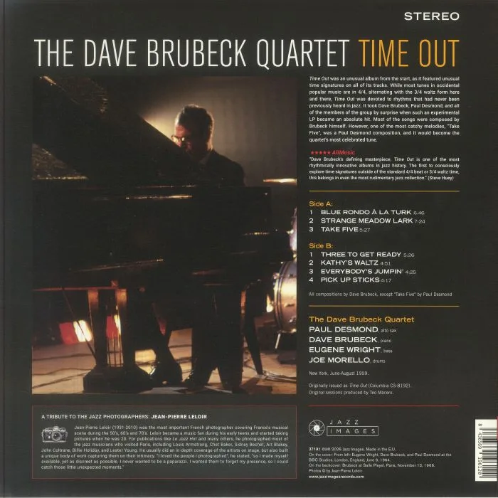 Обратная сторона обложки — DAVE BRUBECK QUARTET — Time Out (reissue)