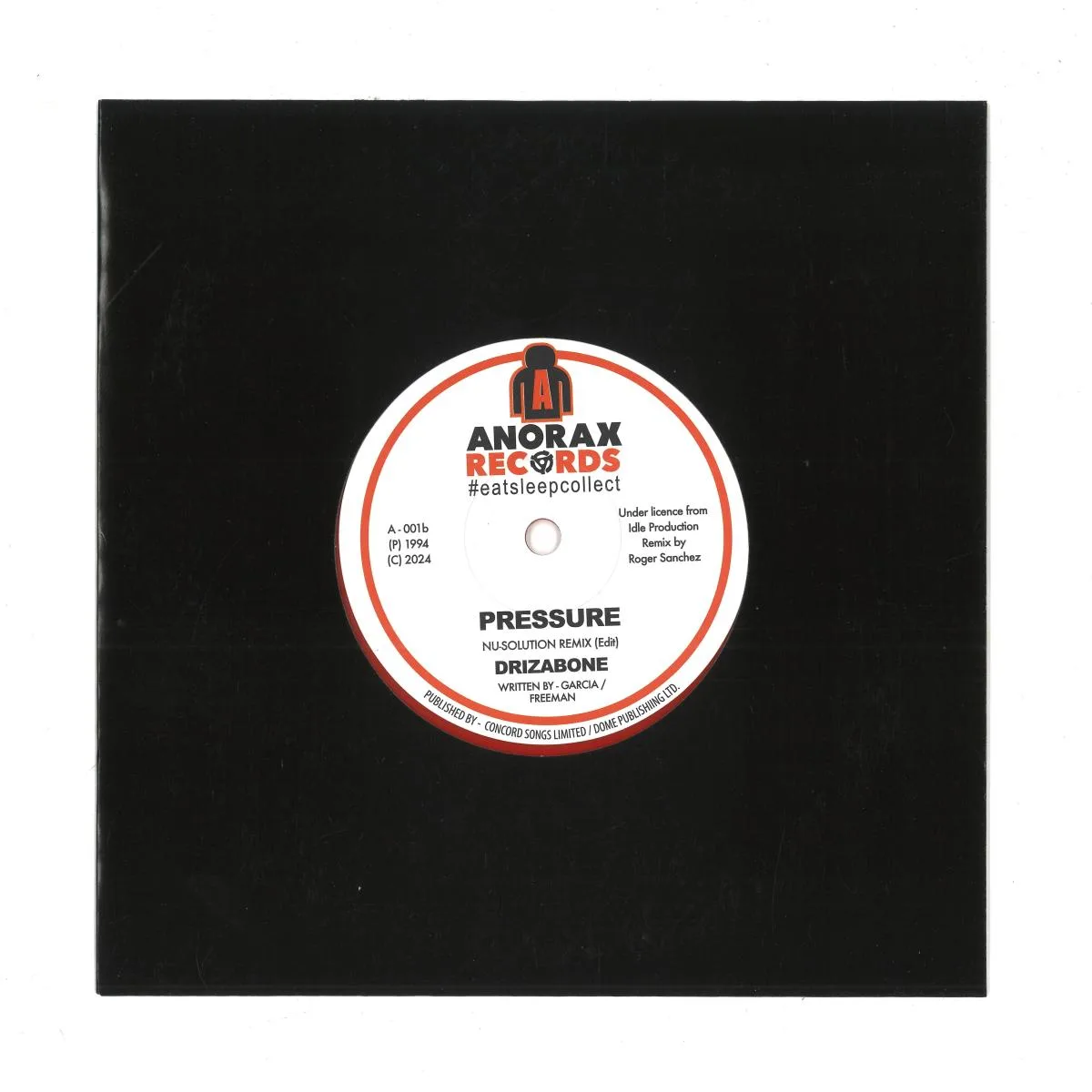 Обратная сторона обложки — Drizabone — Pressure Incl. Nu-Solution AKA Roger Sanchez Remix (7")