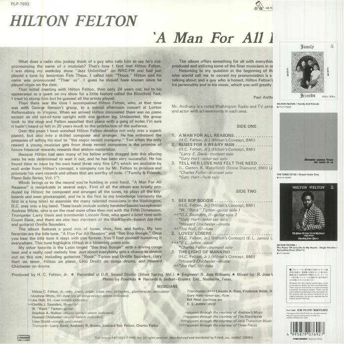 Back cover — Hilton FELTON — A Man For All Reasons (reissue)