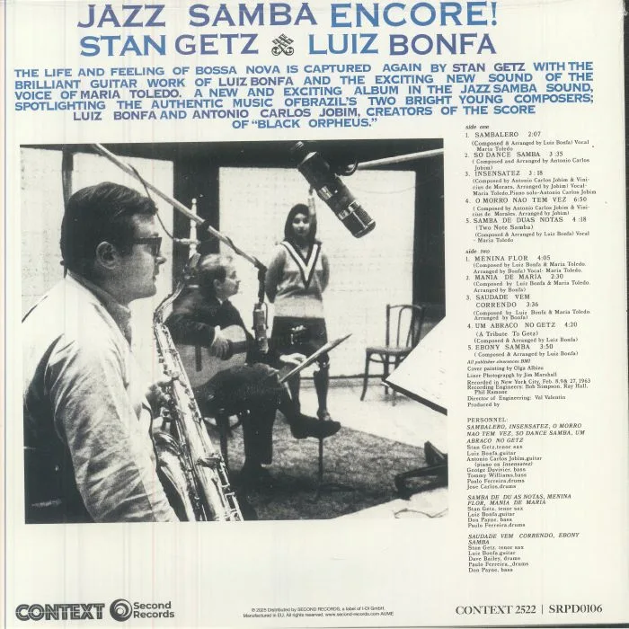Обратная сторона обложки — Stan GETZ / LUIZ BONFA — Jazz Samba Encore! (reissue)