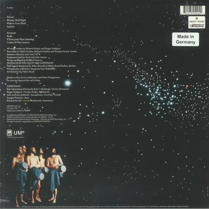 Back cover — SUPERTRAMP — Crime Of The Century (half speed remastered) (B-STOCK)