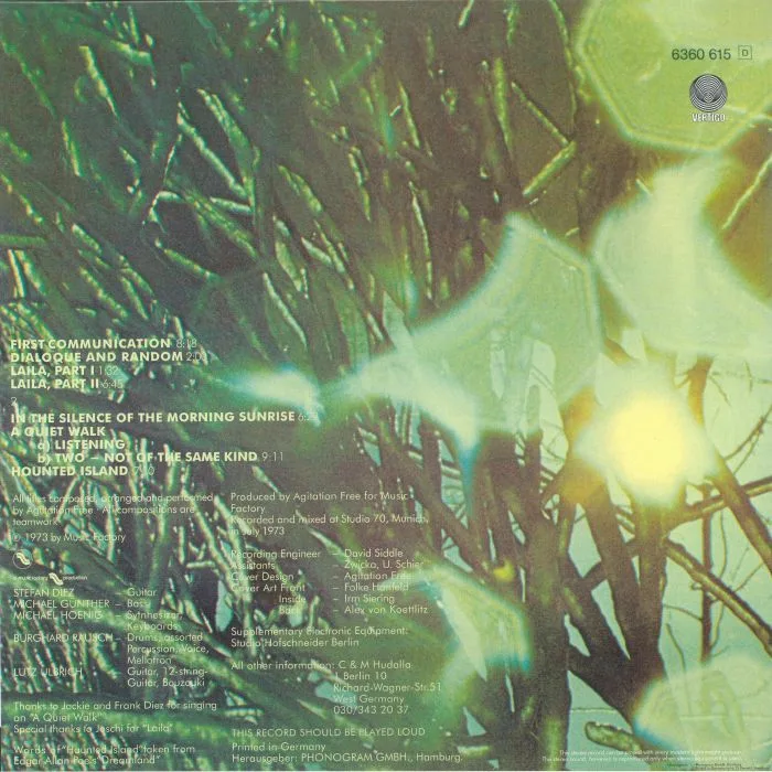 Back cover — AGITATION FREE — 2nd (reissue)