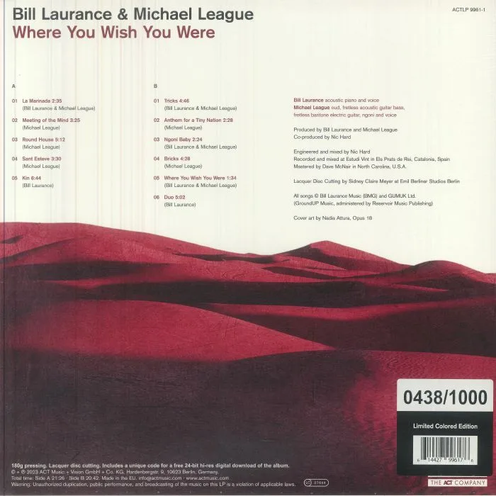 Back cover — Bill LAURANCE / MICHAEL LEAGUE — Where You Wish You Were