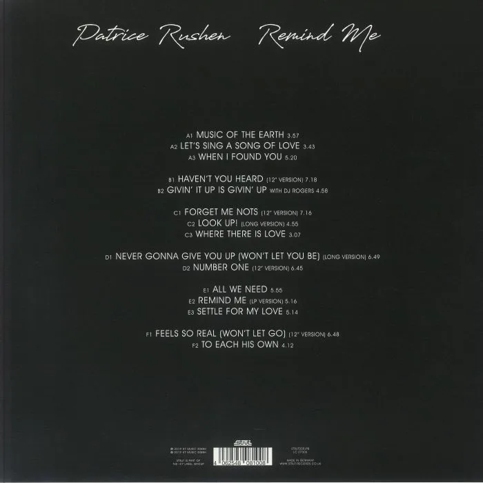 Обратная сторона обложки — Patrice RUSHEN — Remind Me: The Classic Elektra Recordings 1978-1984 (remastered)