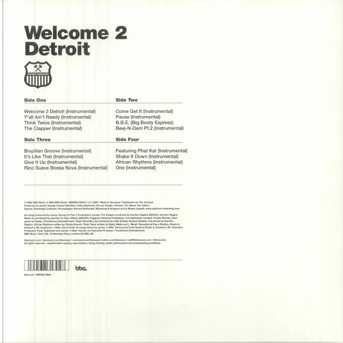 Back cover — JAY DEE — Welcome To Detroit: Instrumentals (Special Edition)