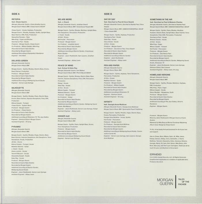 Back cover — Morgan GUERIN — Tales Of The Facade