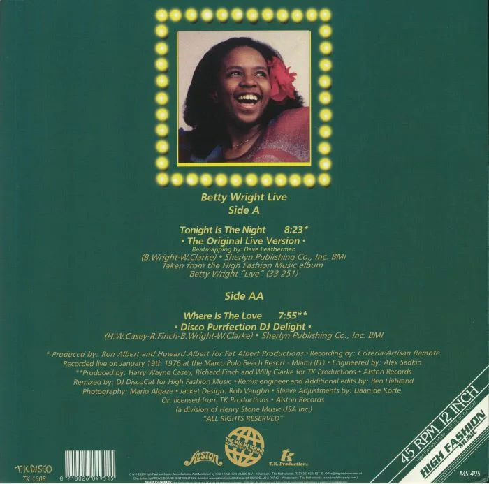 Back cover — Betty WRIGHT — Tonight Is The Night