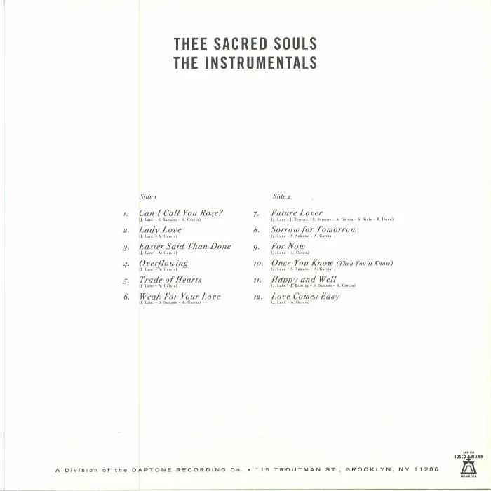 Обратная сторона обложки — THEE SACRED SOULS — The Instrumentals