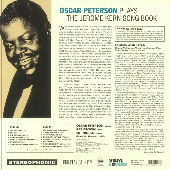 Обратная сторона обложки — Oscar PETERSON / JEROME KERN — Oscar Peterson Plays The Jerome Kern Song Book (reissue)