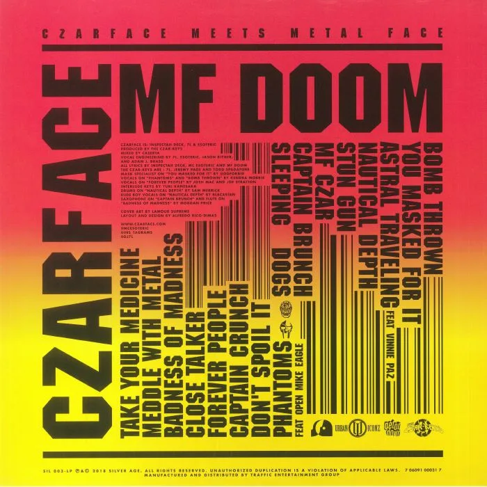 Back cover — CZARFACE / MF DOOM — Czarface Meets Metal Face