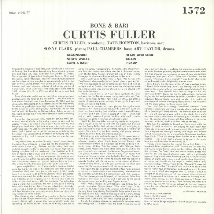 Обратная сторона обложки — Curtis FULLER — Bone & Bari (remastered)