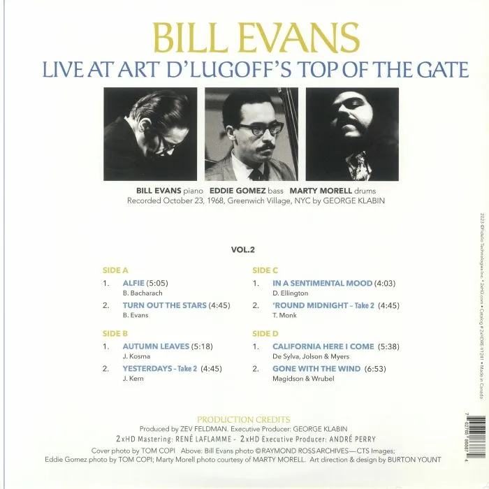 Обратная сторона обложки — Bill EVANS — Live At Art D'lugoff's Top Of The Gate Vol 2 (Deluxe Edition)