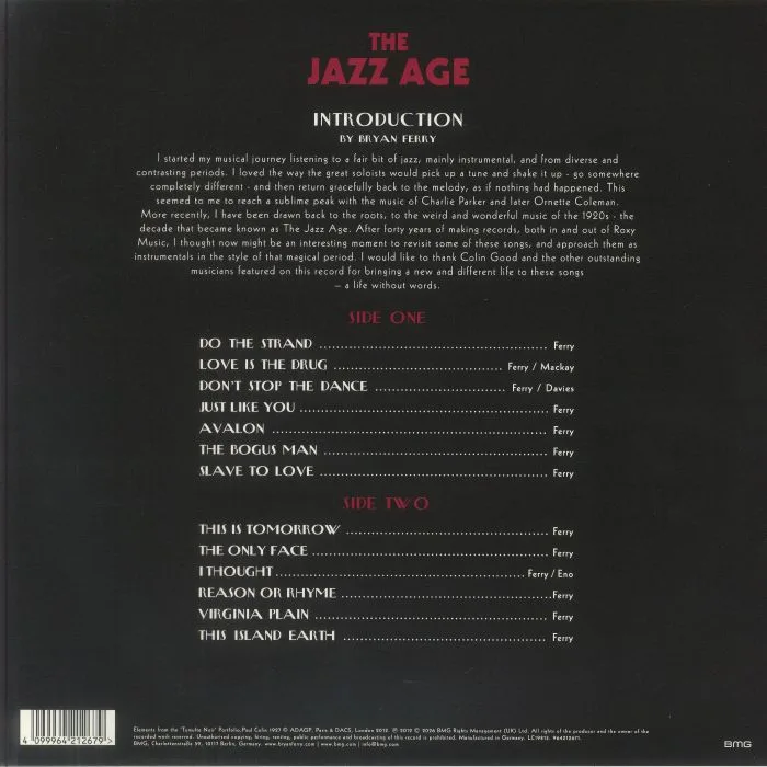 Обратная сторона обложки — The BRYAN FERRY ORCHESTRA — The Jazz Age (reissue)