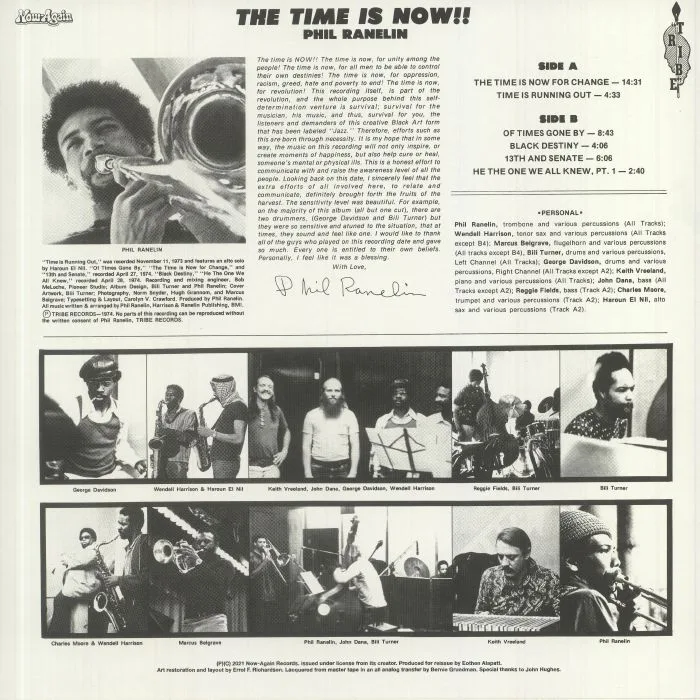 Back cover — Phil RANELIN — The Time Is Now!