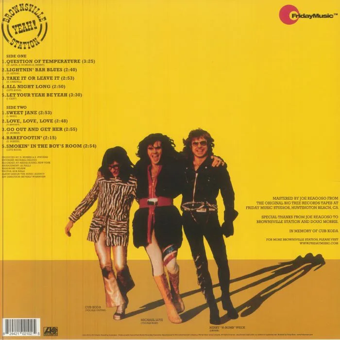Back cover — BROWNSVILLE STATION — Yeah! (reissue)