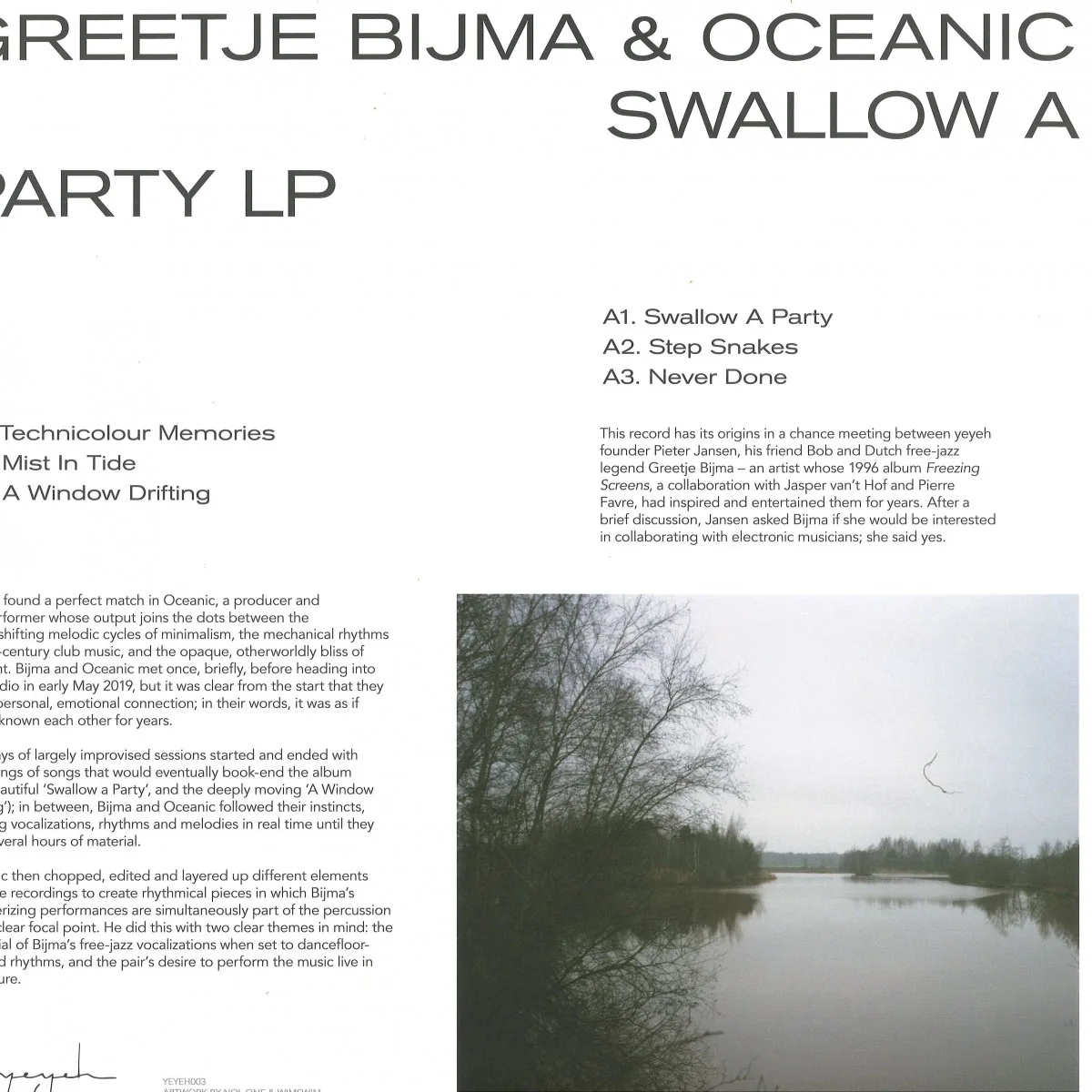 Обратная сторона обложки — Oceanic&Greetje Bijma — SWALLOW A PARTY LP