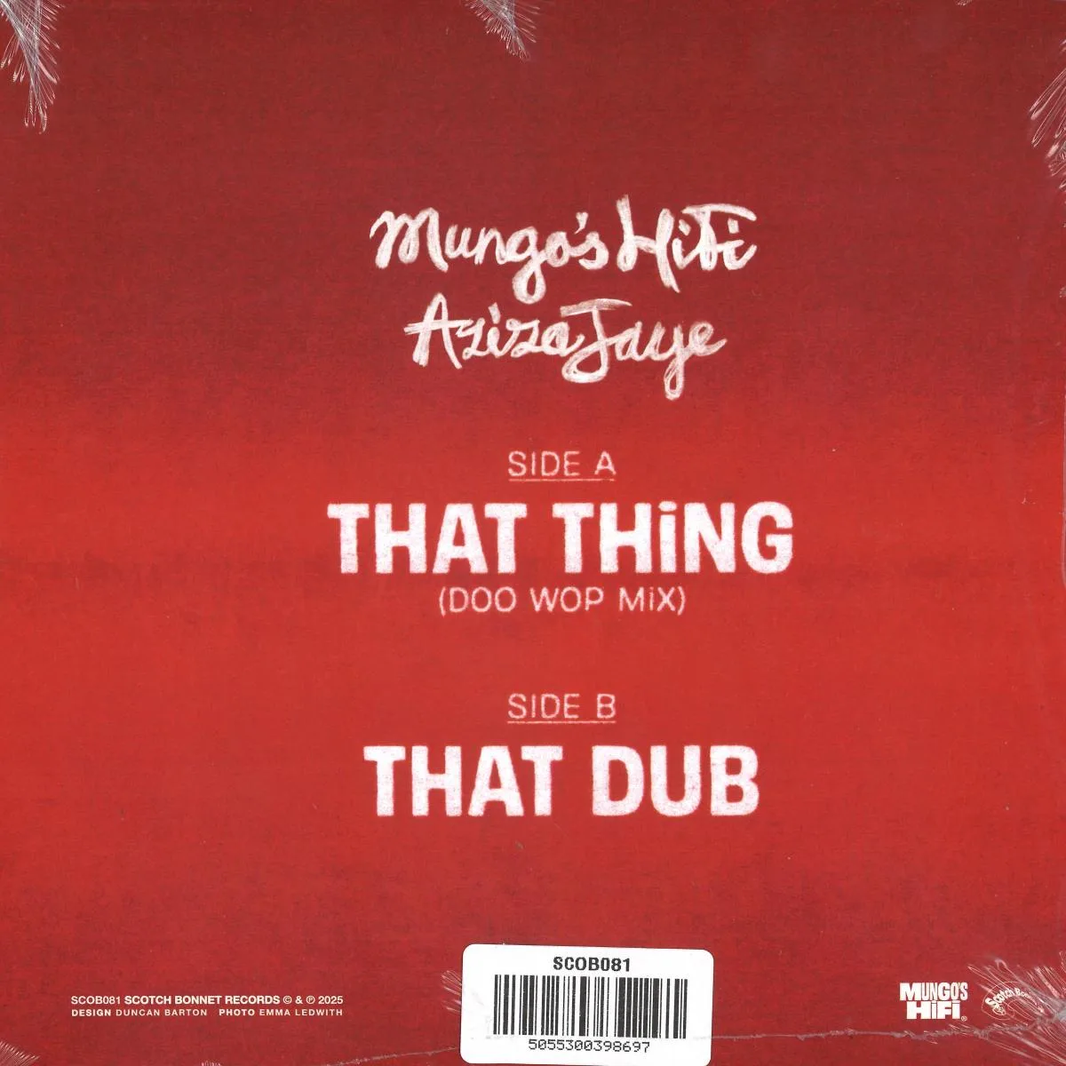 Обратная сторона обложки — Mungo's Hi-Fi & Aziza Jaye — That Thing 7"