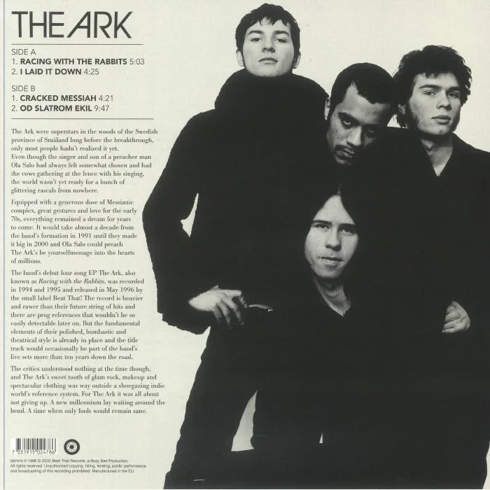 Back cover — The ARK — Racing With The Rabbits