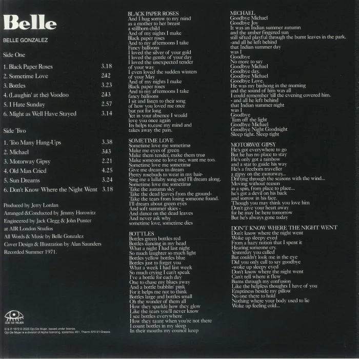 Back cover — Belle GONZALEZ — Belle (reissue)