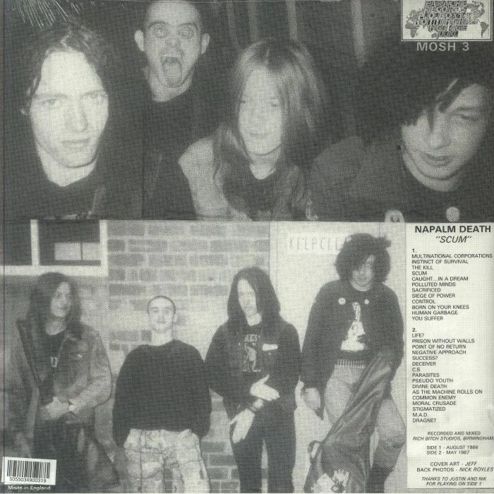 Back cover — NAPALM DEATH — Scum (reissue)
