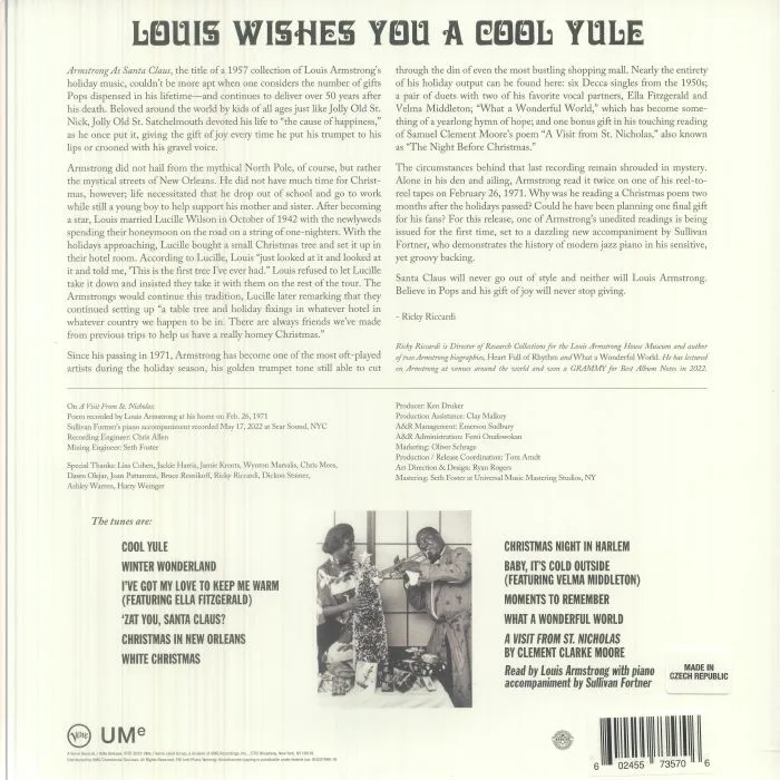 Back cover — Louis ARMSTRONG — Louis Wishes You A Cool Yule