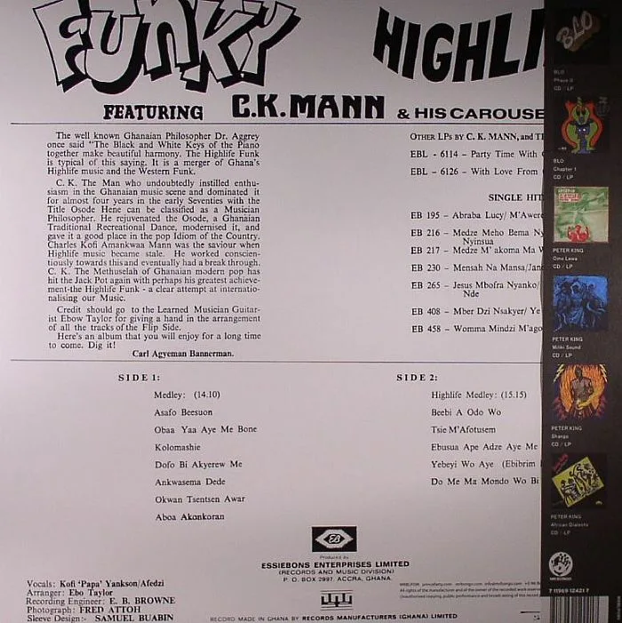 Back cover — CK MANN & HIS CAROUSEL 7 — Funky Highlife